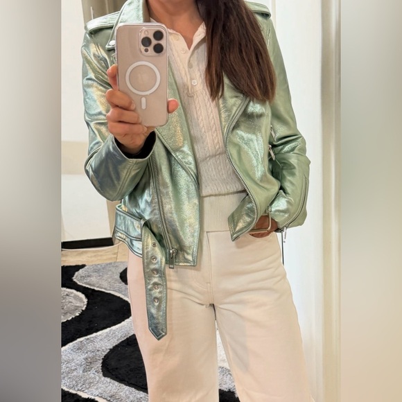 Walter Baker Allison Metallic Leather Moto Jacket -Lambskin - Size S NEW - Picture 6 of 17